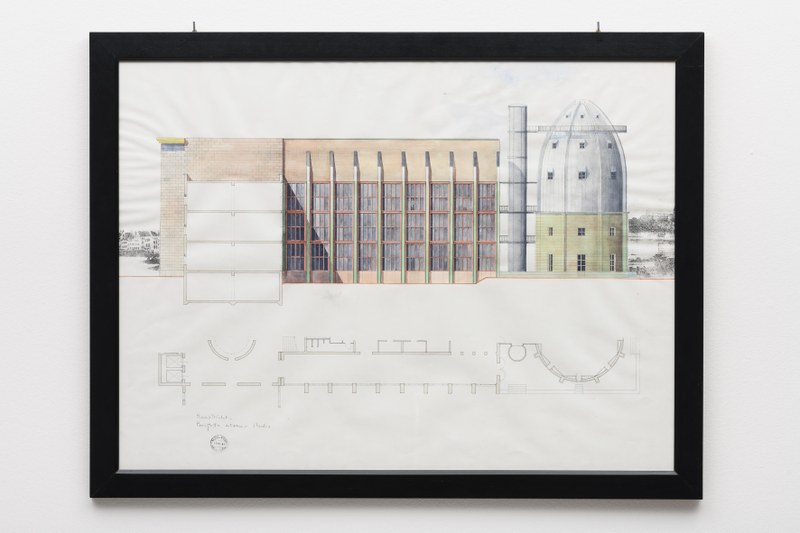 Ontwerp Bonnefantenmuseum: zijaanzicht middenvleugel, "Prospetto interno - studio"