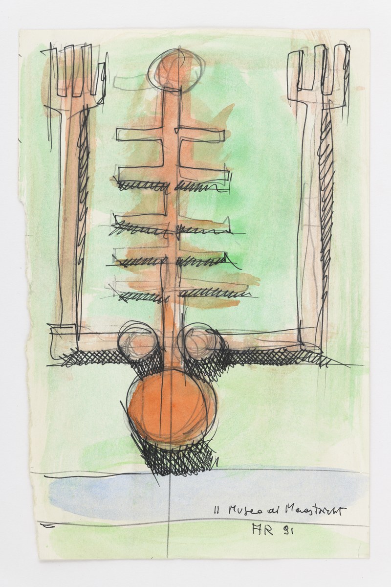 Ontwerp Bonnefantenmuseum: schets plattegrond / Il Museo di Maastricht