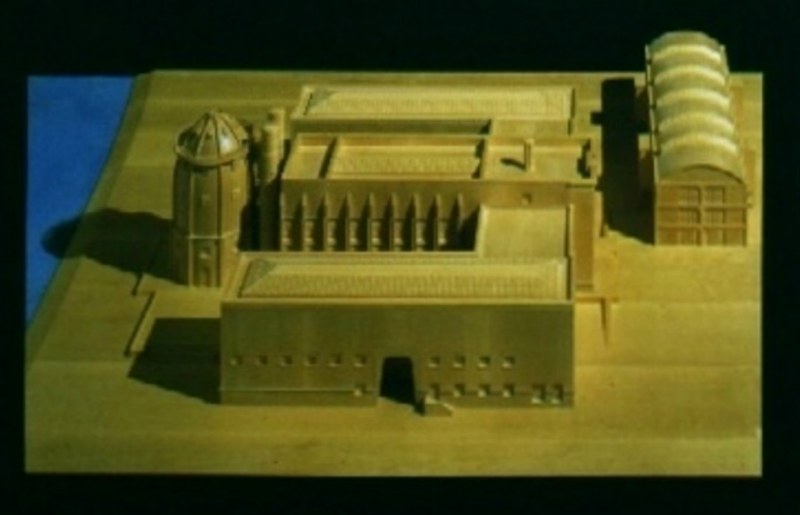 Ontwerp Bonnefantenmuseum: maquette museum met Wiebenga-hal