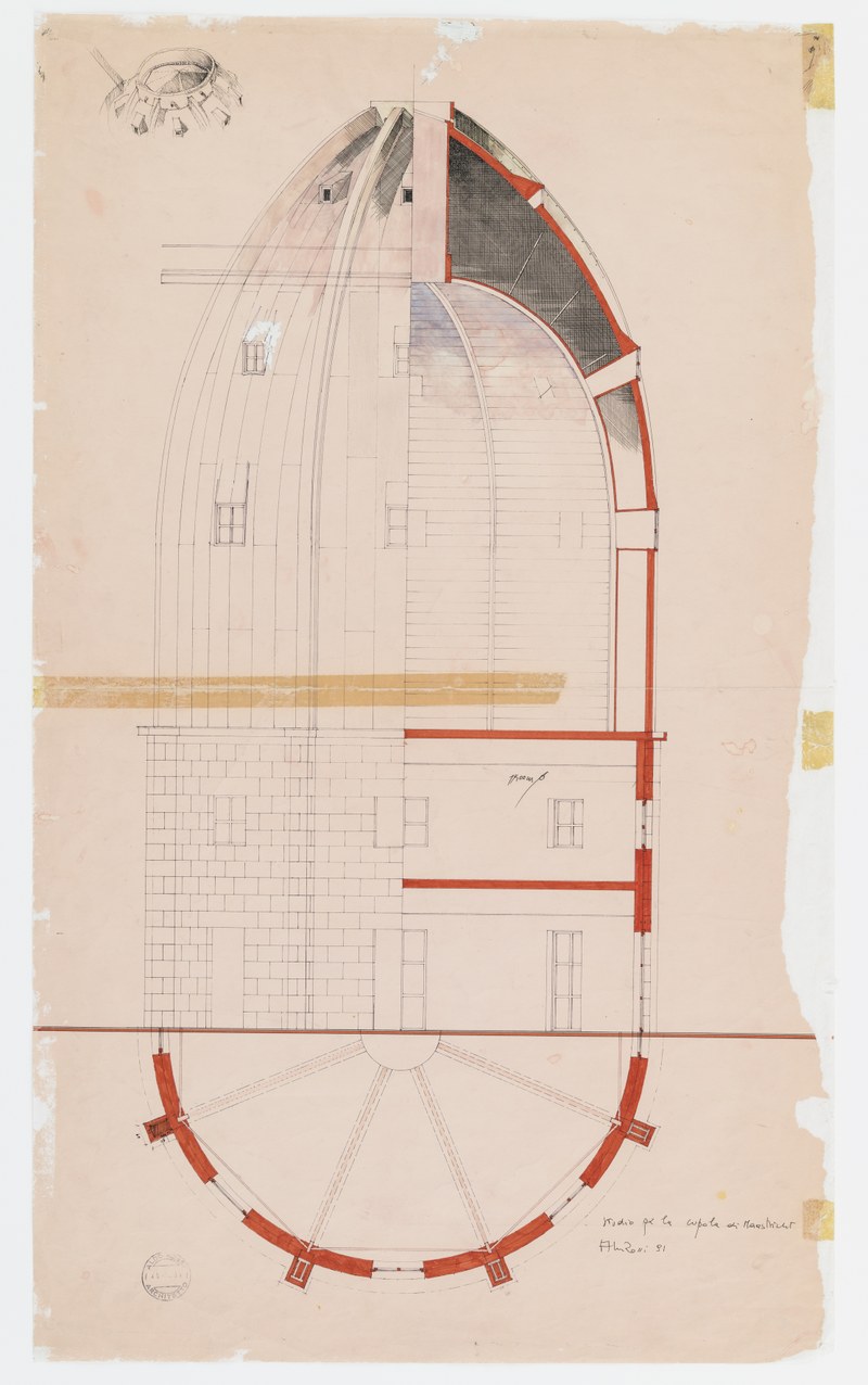 Ontwerp Bonnefantenmuseum: doorsnede koepel