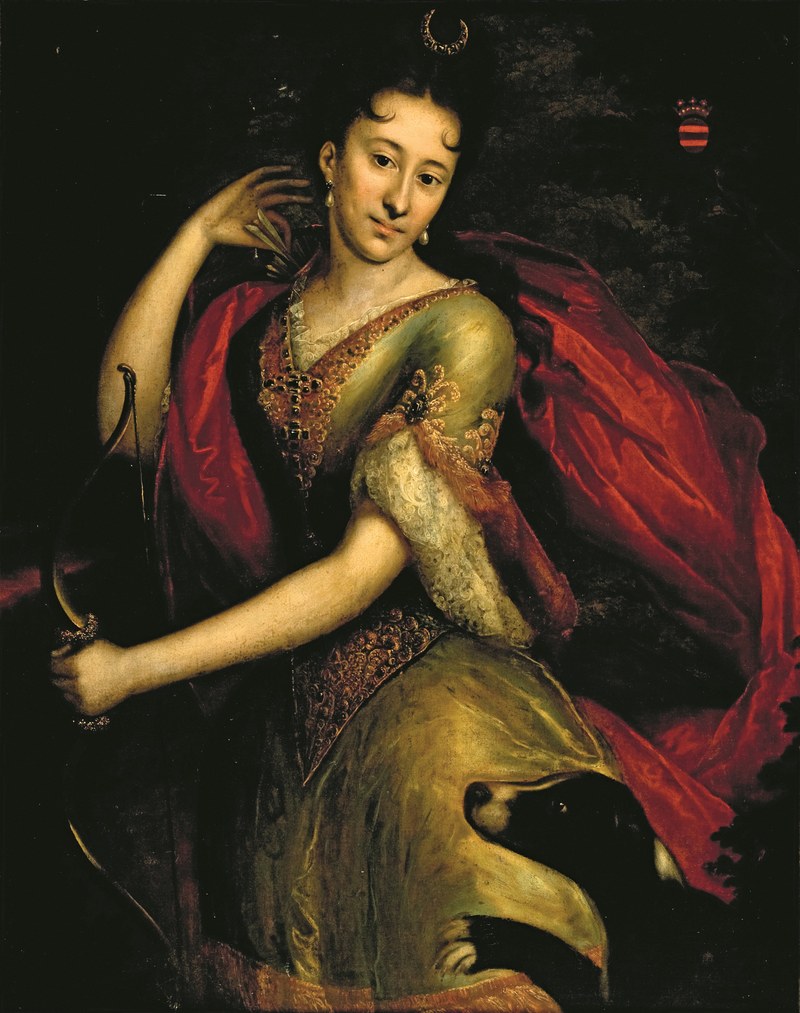 Portret van Maria Adriana Theresia, vrijfreule van Wittenhorst tot Horst als Diana