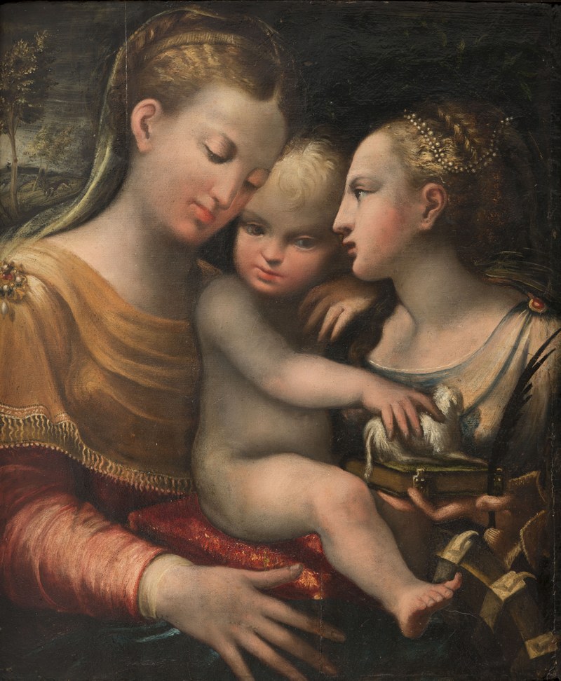 Madonna met kind en de H. Catharina (?)