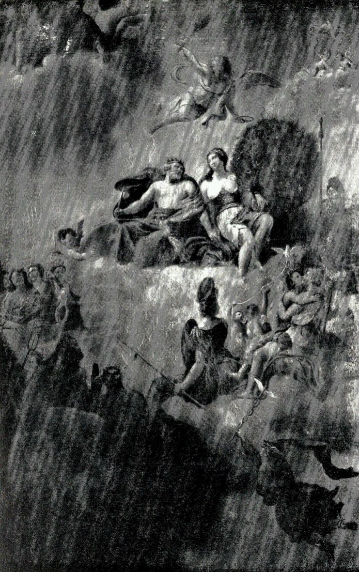 De Goden (Zeus en Hera) op de Olympus, allegorische voorstelling afkomstig uit de voormalige raadzaal, thans collegekamer van het Stadhuis te Maastricht