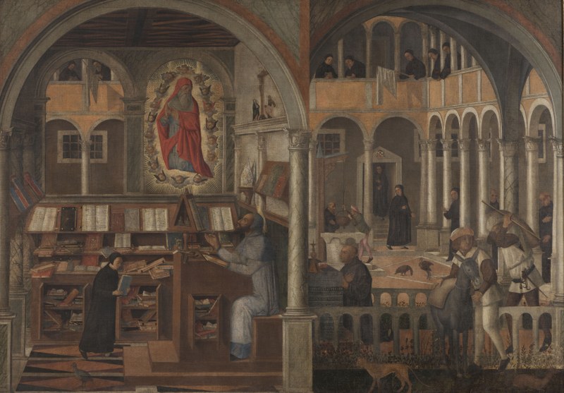 Het visioen van de H. Hieronymus aan de H. Augustinus en de ontdekking van het meel in een klooster van de H. Benedictus