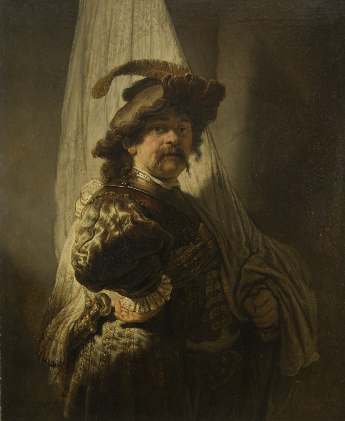 Canvas depicting A 17th century Standard Bearer painted by Rembrandt